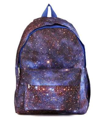Hiveaxon Blue & Brown Printed Backpack