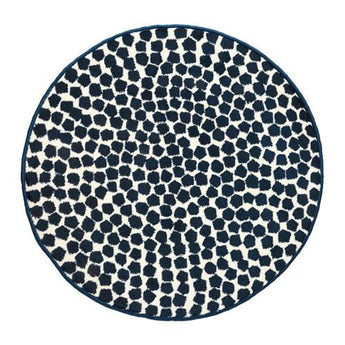 White and Dark Blue Round Rug